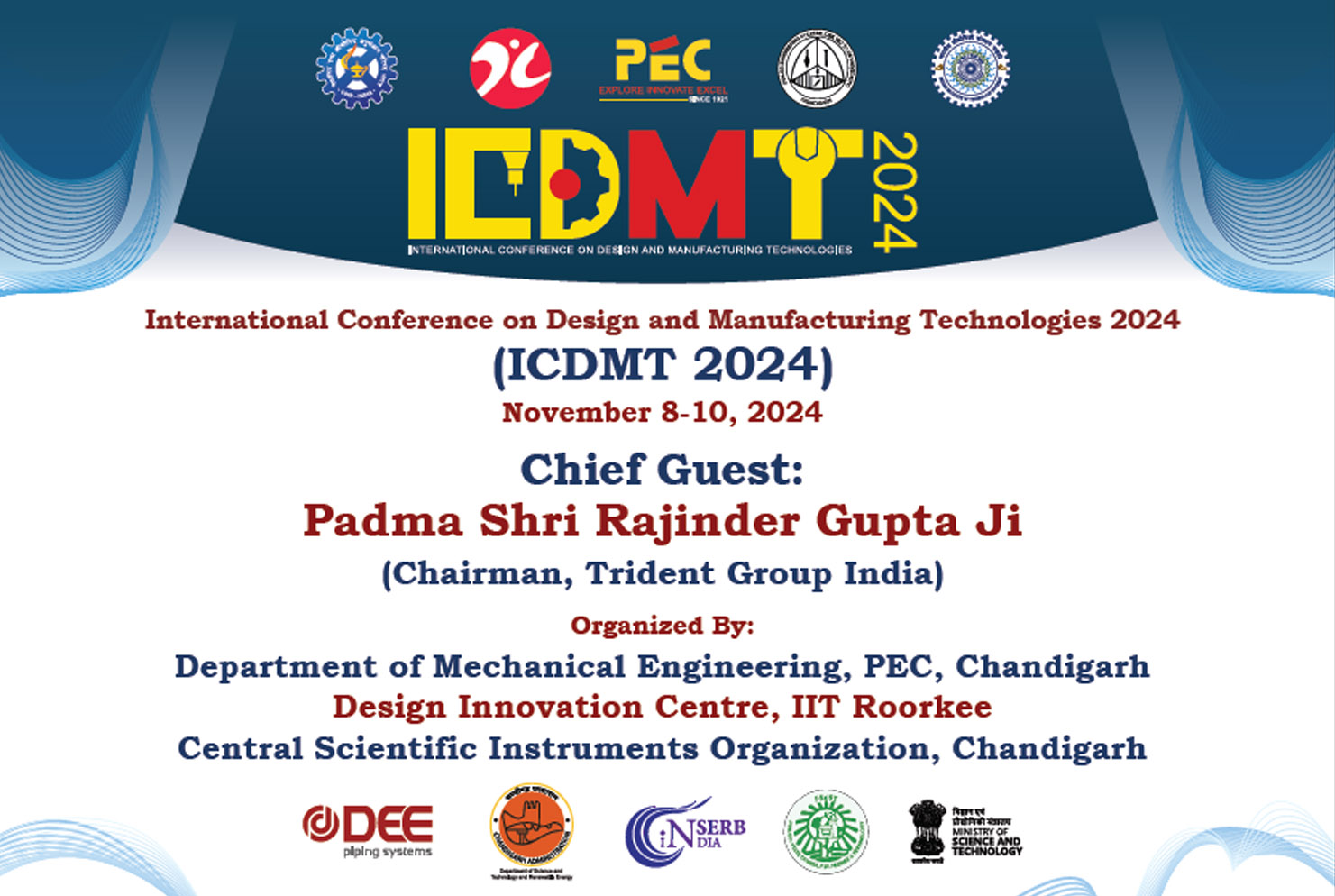 PEC Chandigarh to Host ICDMT 2024: International Conference on Design and Manufacturing from 8th to 10th Nov, 2024